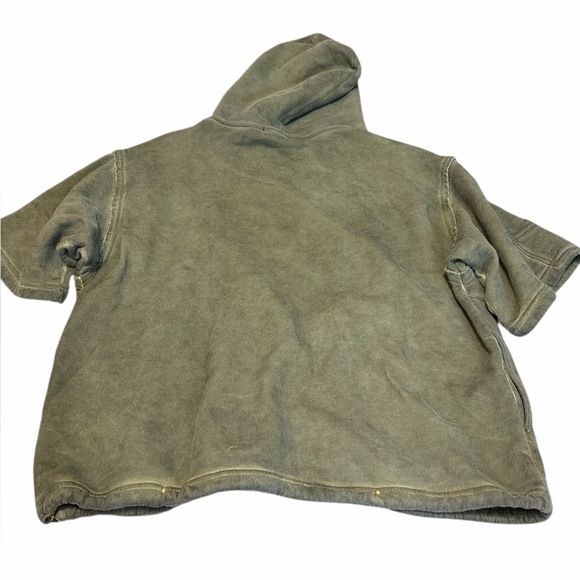 Free People We The Free Olive Short Sleeve Oversized Slouchy Hoodie XS - Picture 2 of 6